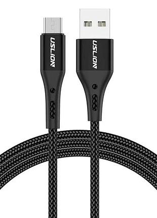 Кабель micro usb uslion 3a 1м быстрая зарядка, передача данных