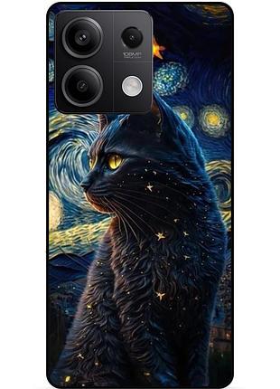 Чехол силиконовый бампер для xiaomi redmi note 13 4g с рисунком кошечка ван гог звездная ночь