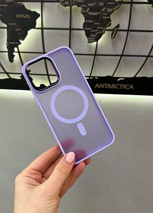 Чехол matte magsafe iphone 15 pro max,чехол прозрачный с магсейфом для телефона айфон 15 про макс (лиловый)