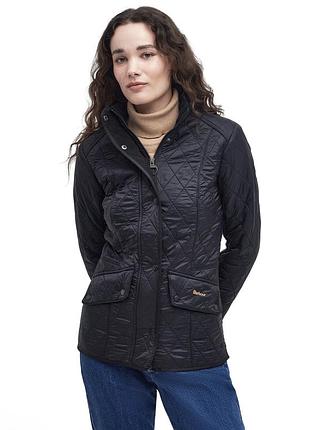 Стьобана куртка barbour women's cavalry polarquilt jacket жіноча чорна на флісі тепла оригінал розмір l / eu40 / us10 / uk14