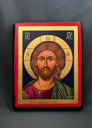 Писаная греческая икона спасителя иисуса христа 15 ×19 см