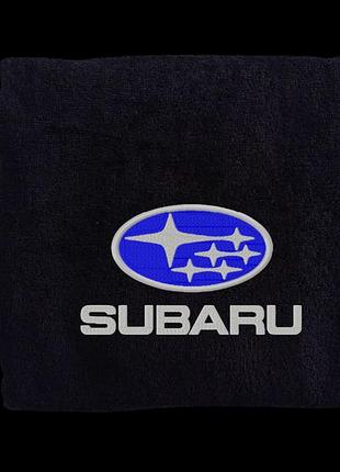 Рушник з вишивкою махровий банний 70*140 чорний автомобілісту субару subaru 00451