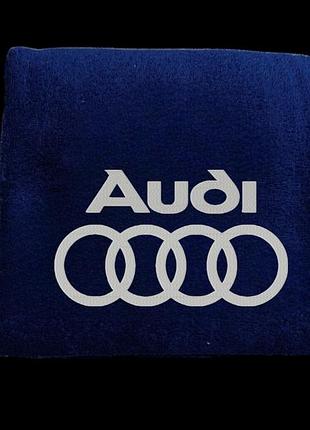 Полотенце с вышивкой махровое банное 70*140 темно-синий автомобилисту ауди audi 00451