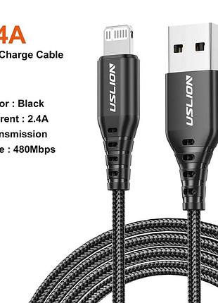 Кабель для быстрой зарядки iphone usb - lightning 2.4a 1м. зарядный зарядка провод шнур на айфон лайтнинг cw44