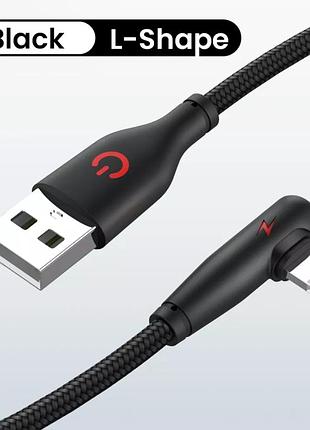 Кабель угловой 90 градусов для быстрой зарядки iphone usb - lightning 1м. зарядный шнур на айфон лайтнинг f34b