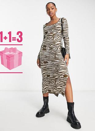 🥰сукня светр з розрізом в анімалістичний принт asos