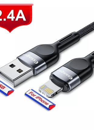 Кабель для быстрой зарядки iphone usb - lightning 2.4a 1м. зарядный зарядка провод шнур на айфон лайтнинг re3b