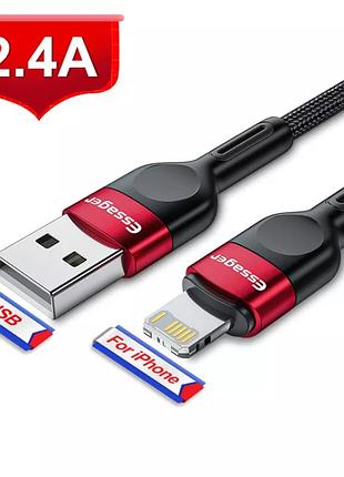 Кабель для быстрой зарядки iphone usb - lightning 2.4a 1м. зарядный зарядка провод шнур на айфон лайтнинг re3r