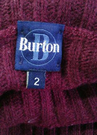 Теплый  зимний свитер" burton" .цвет -марсала. вязка -"лапша" 80%-  шерсть 38-426 фото