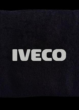 Рушник з вишивкою махровий банний 70*140 чорний автомобілісту івеко iveco 00451