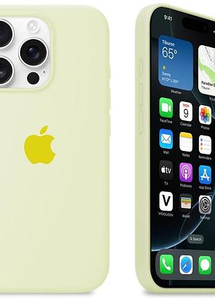 Силиконовый чехол для iphone 15 pro с закрытым низом silicone case желтый mellow yellow 51 (бампер)