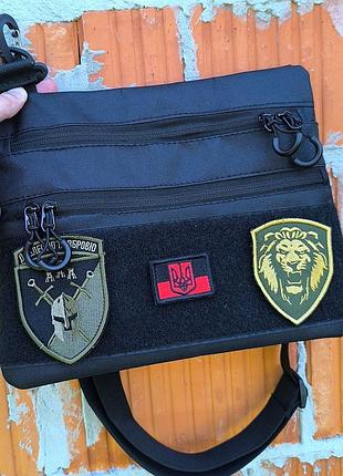 Сумка тактическая черная для скрытого ношения с кобурой, мужской мессенджер из кордуры 2