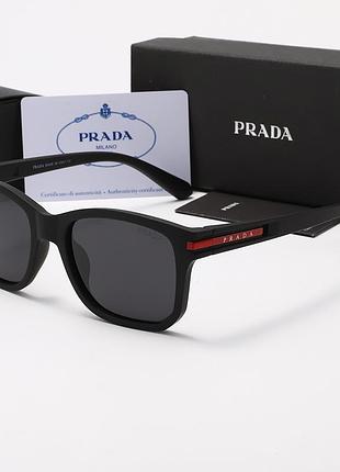 Сонцезахисні окуляри prada унісекс чоловічі жіночі чорні класичні прямокутні стильні очки прада