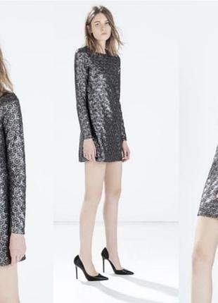 Гарна жіноча коктейльна міні сукня плаття в паєтки від zara