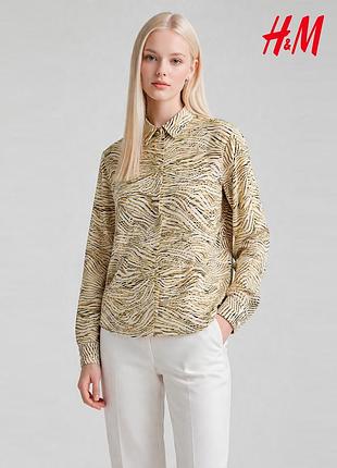 Нова сатинова пряма сорочка у тигровий принт h&m 36