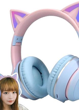 Бездротові навушники bluetooth з котячими вушками та rgb підсвічуванням catear, блютуз навушники з мікрофоном