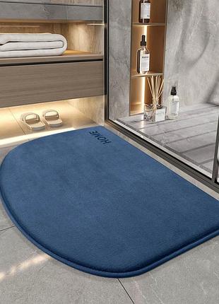 Килимок у ванну 60х90 см мікрофібра синій memory foam
