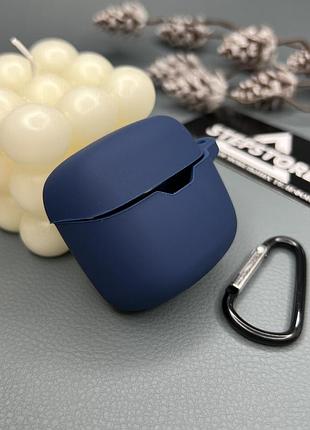 Чехол для наушников jbl tune flex с карабином силиконовый толстый противоударный темно-синий