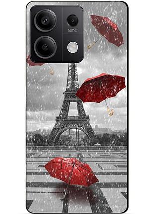 Чехол силиконовый бампер для xiaomi redmi note 13 pro 4g с рисунком дождь в париже франция эйфелева башня
