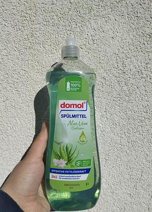Бальзам для мытья посуды domol spülmittel aloe vera 1 л - от жира, ph-нейтральный, уход за руками