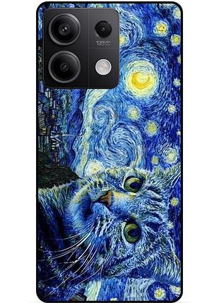 Чехол силиконовый бампер для xiaomi redmi note 13 pro 4g с рисунком кошечка звездная ночь ван гог