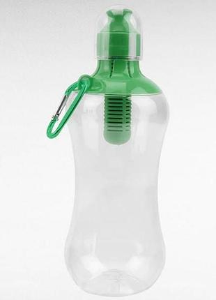 Бутылка для питьевой воды с фильтром 550мл bottle прозрачная с зеленой крышкой top shop ua_