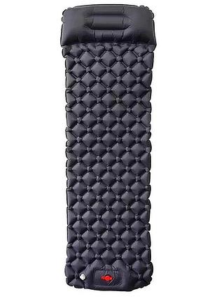 Туристический надувной матрас с подушками outdoor sleeping со встроенным насосом черный top shop ua_
