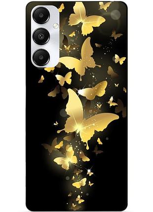Силиконовый чехол бампер для samsung a05s с рисунком золотые бабочки мотыльки