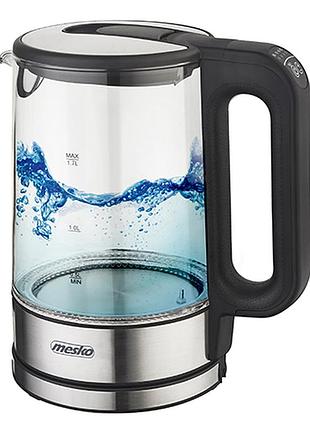 Скляний чайник 1.7 л з регулятором температури mesko ms 1301b
