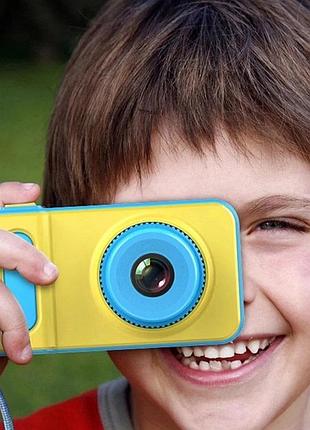 Дитячий цифровий фотоапарат smart kids camera v7 (жовто-блакитний) top shop ua_