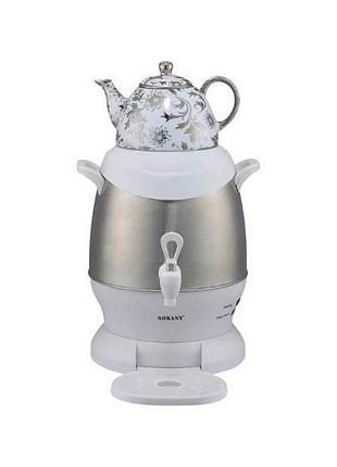 Электросамовар с заварником 4л 1800вт sokany sk-sh-1068 белый top shop ua_