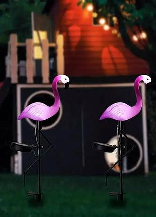 Декор садовий фламінго 3шт, що світяться на сонячній панелі flamingo outdoor superled рожеві top shop ua_