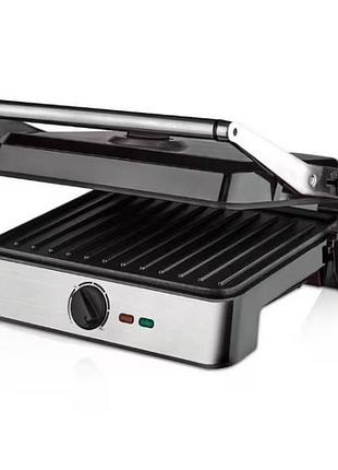 Гриль електричний притискний з антипригарним покриттям r.561 raf чорний із сірим top shop ua_