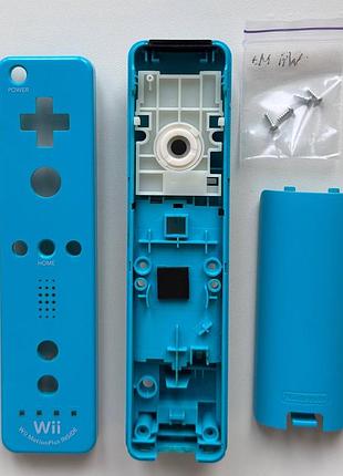 Корпус геймпада nintendo wii remote controller + wii motionplus, голубой + болты, б/у