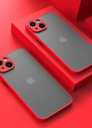 Матовий чохол на iphone 14 із закритим низом червоний