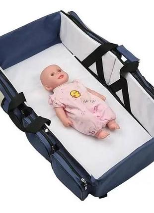 Сумка для мам многофункциональная, переноска-кровать для младенцев baby room синяя top shop ua_
