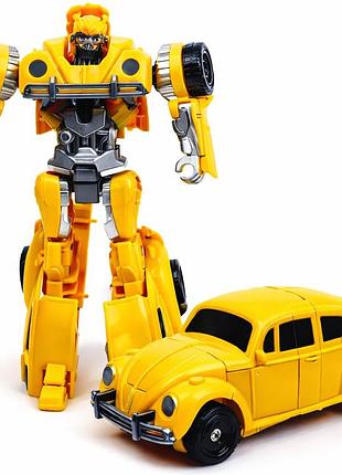 Игрушка трансформер bumblebee жук 2в1 робот авто, с оружием, высота 17 см, детский робот
