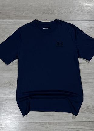 Темно синяя спортивная футболка андер армор ua under armour navy, l, оригинал