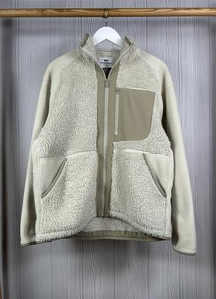 Uniqlo white mountaineering флісове зіп худі з гарним дизайном ориг