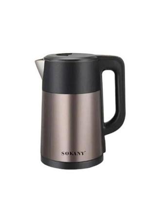 Электрочайник 1500w 2,5 л sokany sk-09016 темно-коричневый top shop ua_