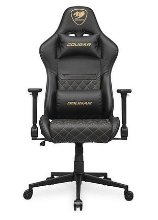 Крісло ігрове cougar armor one v2 gold, геймерське, дихаюча екошкіра, сталевий каркас, чорний