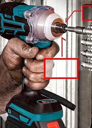 Гайковерт аккумуляторный ударный бесщёточный с подсветкой в кейсе 18v голубой с черным top shop ua_