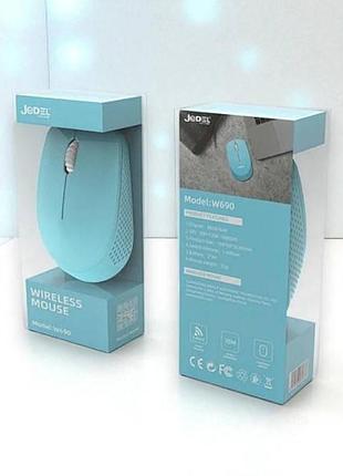 Мышь беспроводная компьютерная jedel w690 голубая top shop ua_