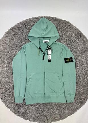 Кофта чоловіча на замку (зіпка) stone island зеленого кольору