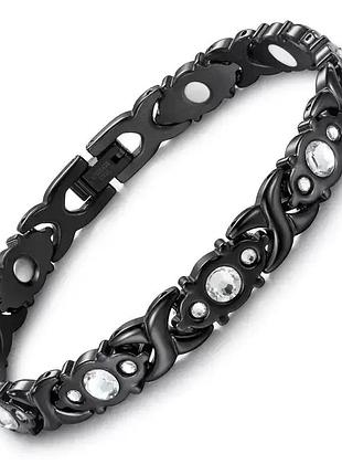 Магнитный браслет с германием black 20 см