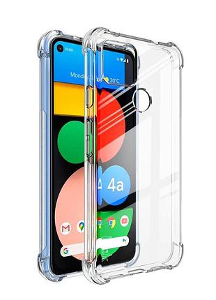 Протиударний силіконовий чохол для google pixel 4a 5g прозорий бампер із посиленими кутами