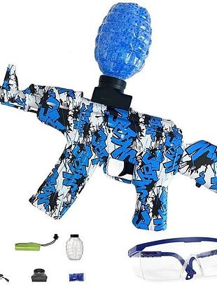 Игрушечный пластиковый автомат мини ак47 с аккумулятором стреляет шариками орбизами или поролоновыми пулями