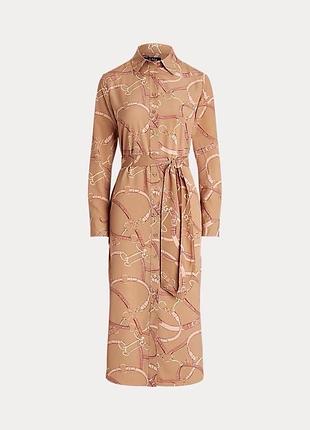 Lauren ralph lauren belting print crepe shirtdress сукня-сорочка плаття