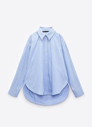 Жіноча оверсайз сорочка котон zara у смужку