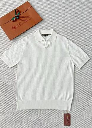 Поло чоловіче loro piana, сіре, фактурна в'язка